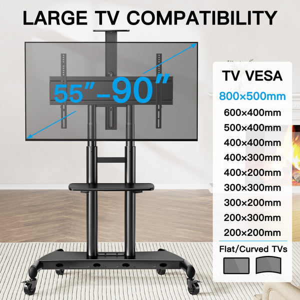 Heavy Duty TV Cart For 55" To 90" TVs