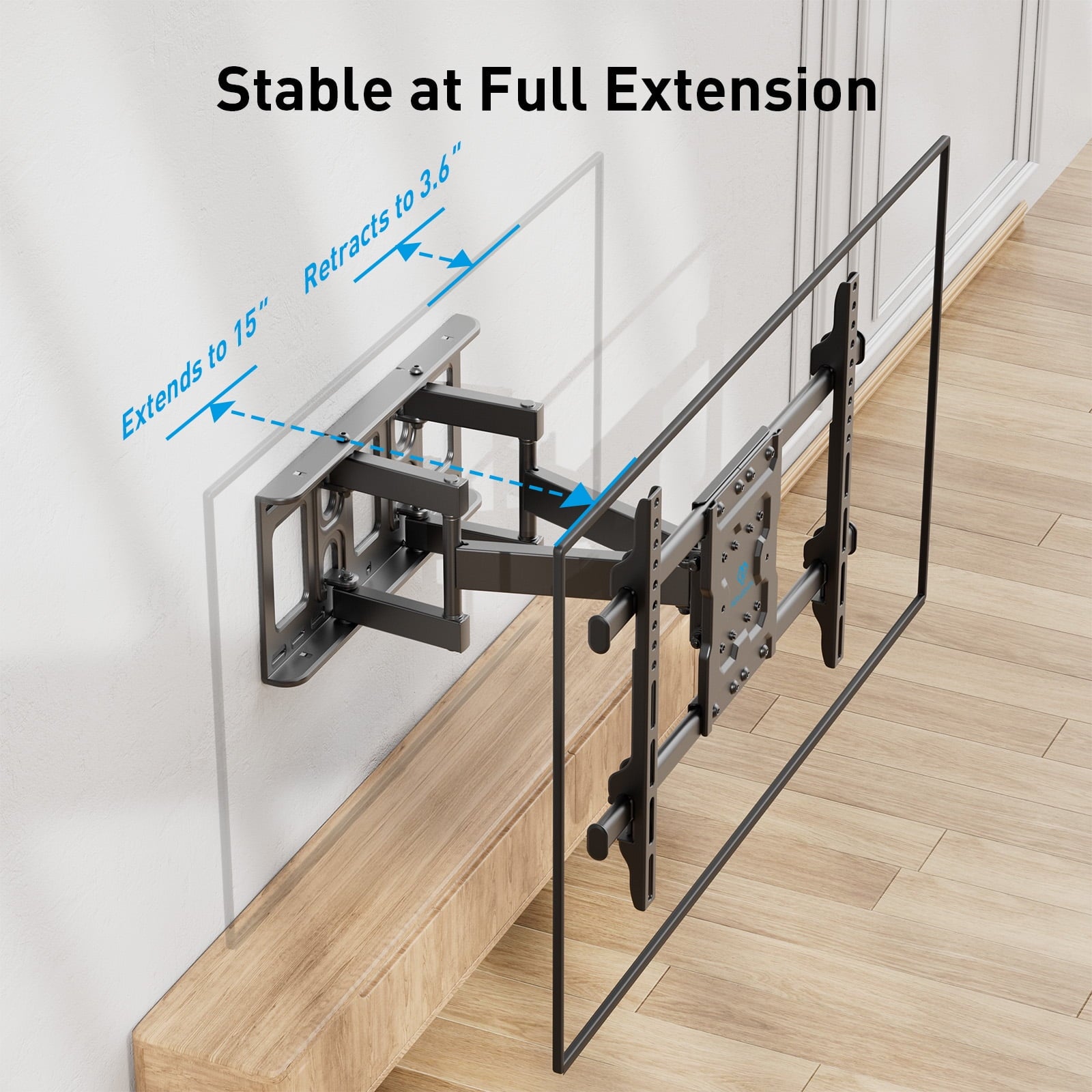 PERLESMITH Full Motion TV Wall Mount Bracket for 37 to 86 inch TVs , Holds up to 132 lbs, PSLFK10