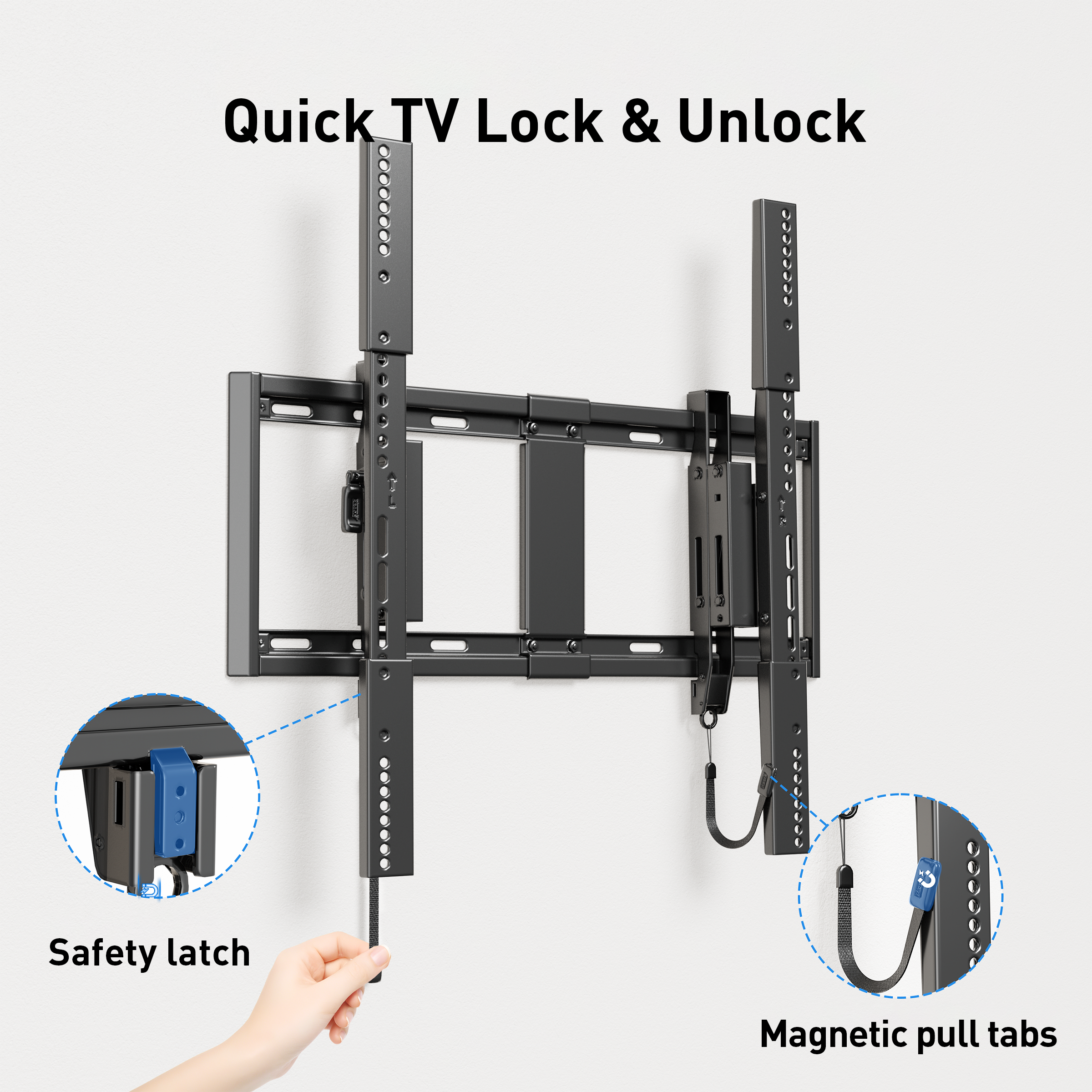PERLESMITH Extend Tilt & Swivel, TV Wall Mount for 42-100″ TVs, Extension Leveling, Holds up to 160lbs, Fits 16