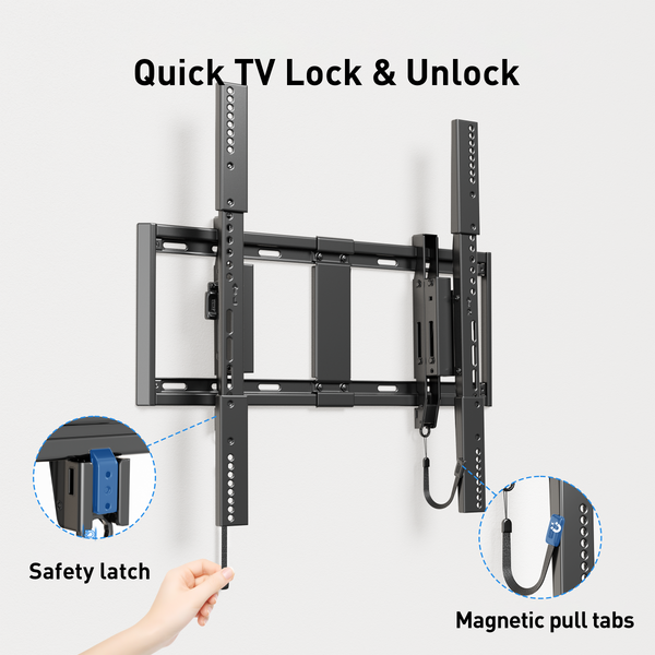 PERLESMITH Extend Tilt & Swivel, TV Wall Mount for 42-100″ TVs, Extension Leveling, Holds up to 160lbs, Fits 16"/24" on Center Stud Widths, UL Certified