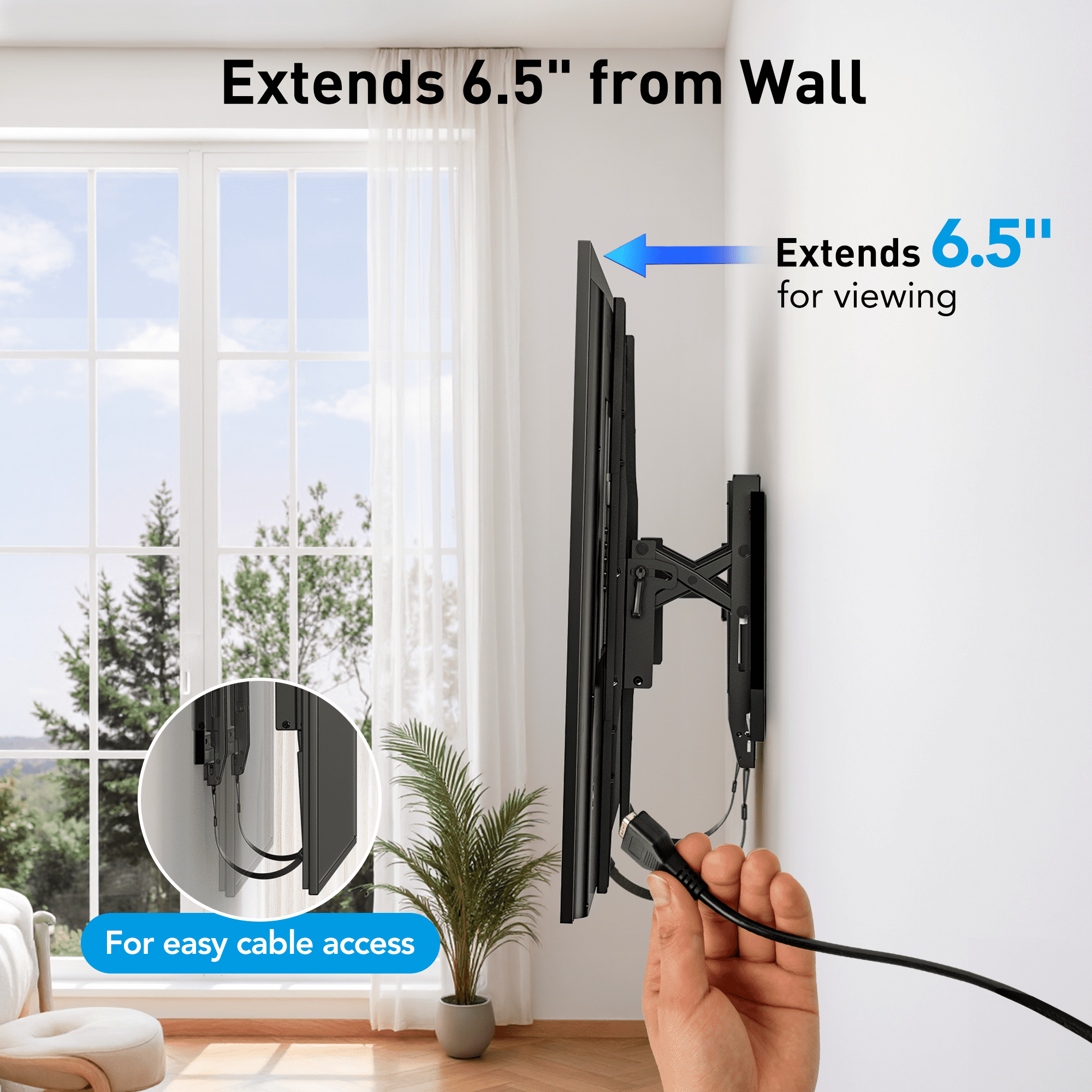 PERLESMITH Extend Tilt & Swivel, TV Wall Mount for 42-100″ TVs, Extension Leveling, Holds up to 160lbs, Fits 16