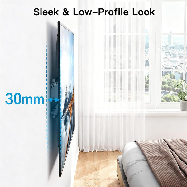 PERLESMITH TV Wall Bracket for 26-65 inch Flat&Curved TV or Monitor up to 52 KG, Sturdy TV Bracket with Max VESA 400X400 mm