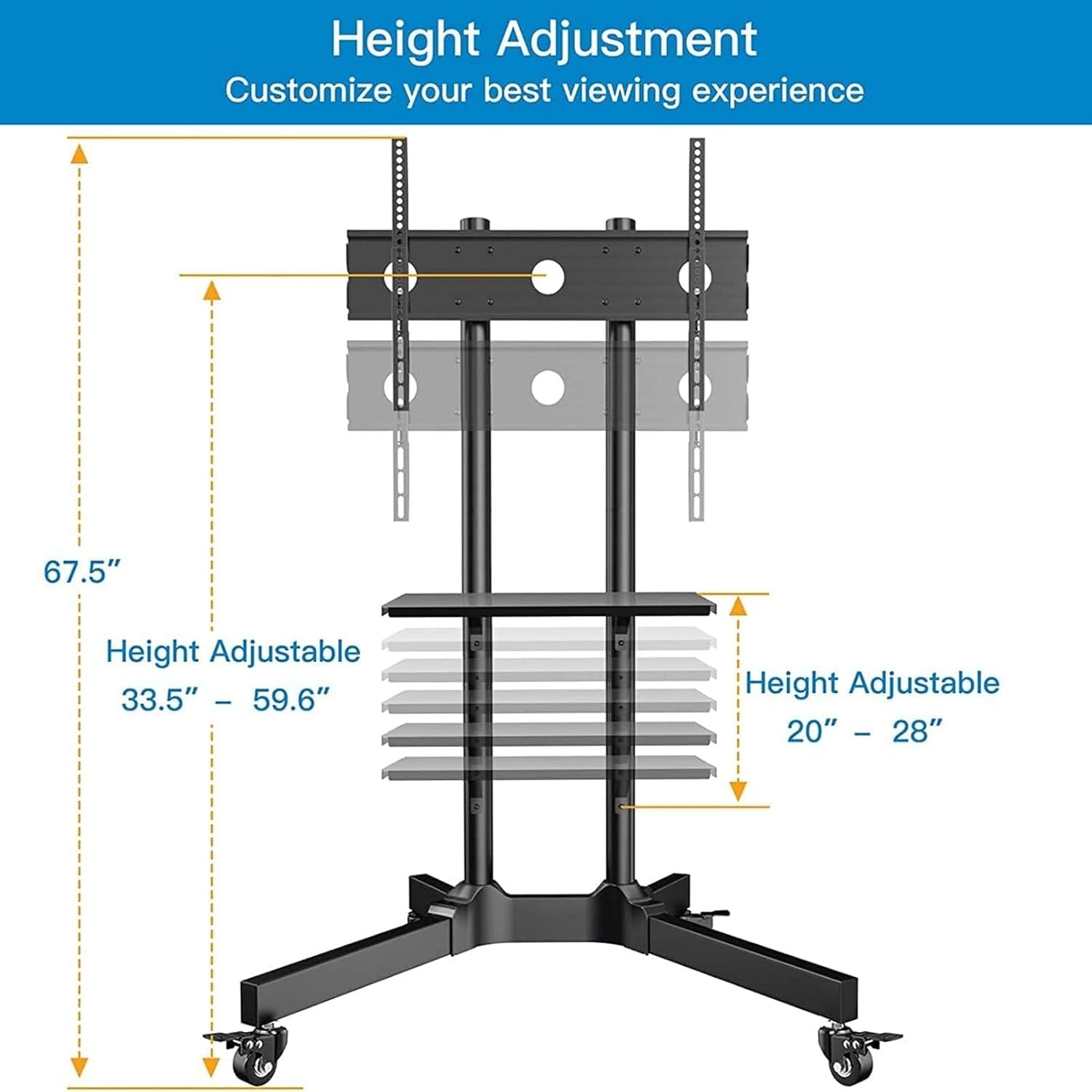 PERLESMITH Heavy Duty TV Cart for 32