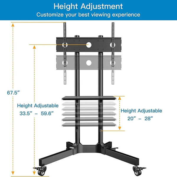 PERLESMITH Heavy Duty TV Cart for 32" To 86" TVs