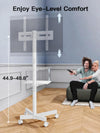 PERLESMITH Rolling White TV Stand for 23–65 Inch TVs up to 99 lbs, Portable TV Stand on Wheels with Height Adjustable Shelf, Outdoor Mobile White TV Cart for Bedroom, Max VESA 400x400mm, PSTVMC04W