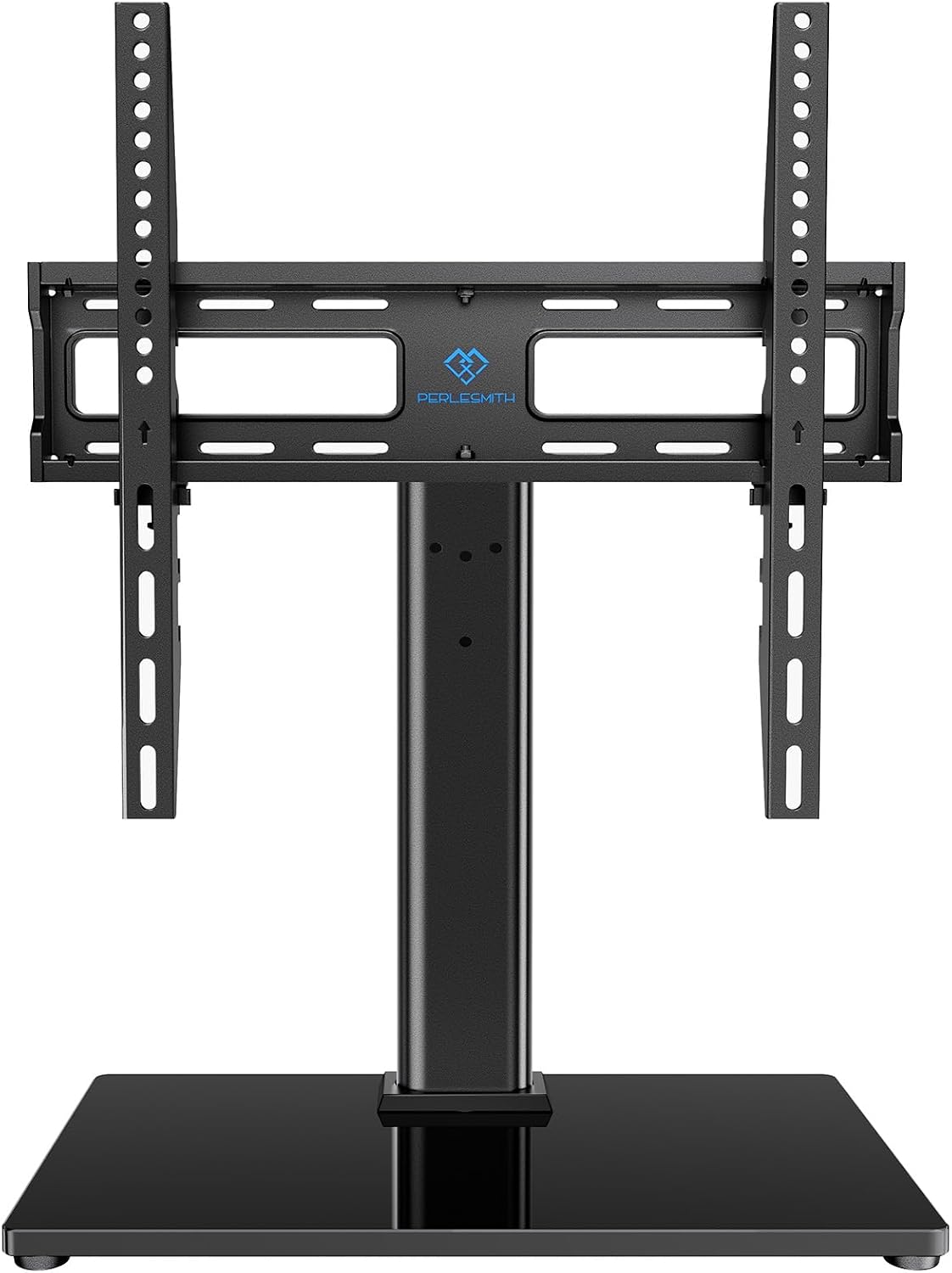PERLESMITH Universal TV Stand Legs for 24-60 inch TVs to 88lbs with Mount, -/+30° swivel, Height adjustable, Tempered glass base, Max VESA 400x400mm, Livingroom & Bedroom, PSTVS09