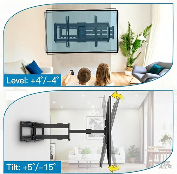 PERLESMITH Long Arm TV Wall Mount for 42-90 inch TVs, Full Motion TV Mount with 42.72 inch Extension Articulating Arm Swivel and Tilt, Max VESA 800x400mm, Holds up to 150 lbs, 16”,18”, 24” Studs