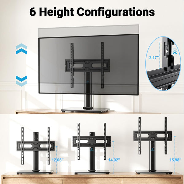 PERLESMITH Universal TV Stand Legs for 32-65 inch TVs, Table Top TV Stand up to 88 lbs, Height Adjustable Television TV Mount, Universal TV Leg Base for Living Room & Bedroom (32-65 Inch with Swivel)