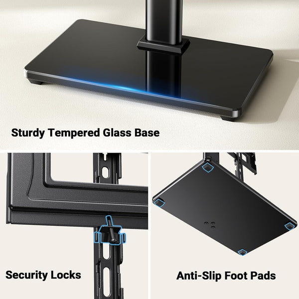 PERLESMITH Universal TV Stand Legs for 32-65 inch TVs, Table Top TV Stand up to 88 lbs, Height Adjustable Television TV Mount, Universal TV Leg Base for Living Room & Bedroom (32-65 Inch with Swivel)