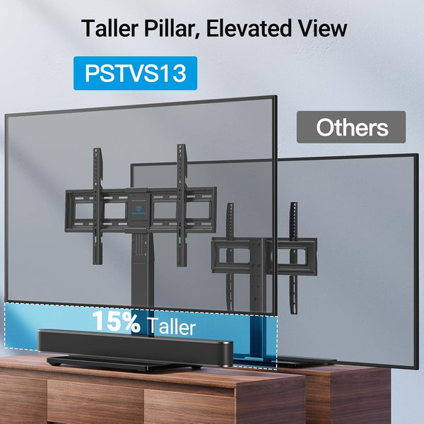 PERLESMITH Universal TV Stand Legs for 37-78 inch TVs to 99lbs with Mount, -/+30° swivel, 9 Height adjustable, Tempered glass base, Max VESA 600x400mm, Livingroom & Bedroom, PSTVS13