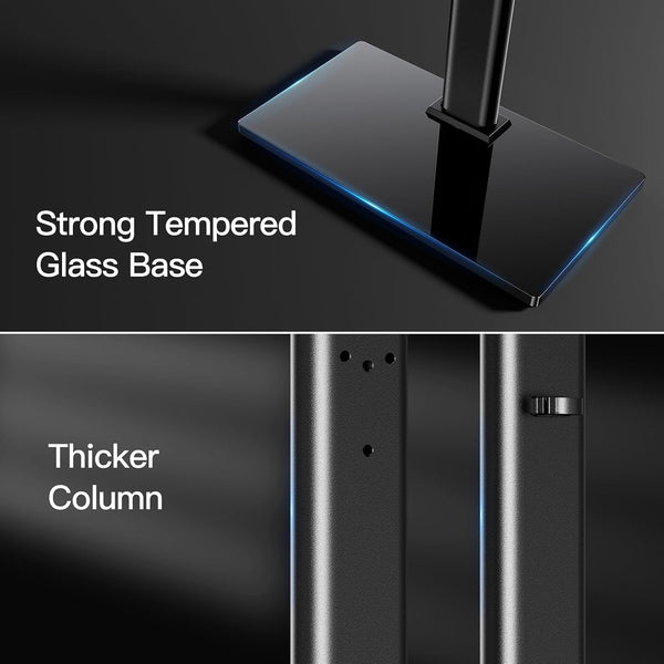 PERLESMITH Universal TV Stand Legs for 24-60 inch TVs to 88lbs with Mount, -/+30° swivel, Height adjustable, Tempered glass base, Max VESA 400x400mm, Livingroom & Bedroom, PSTVS09