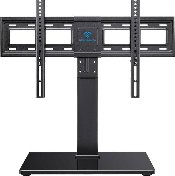 PERLESMITH Universal TV Stand Legs for 37-78 inch TVs to 99lbs with Mount, -/+30° swivel, 9 Height adjustable, Tempered glass base, Max VESA 600x400mm, Livingroom & Bedroom, PSTVS13