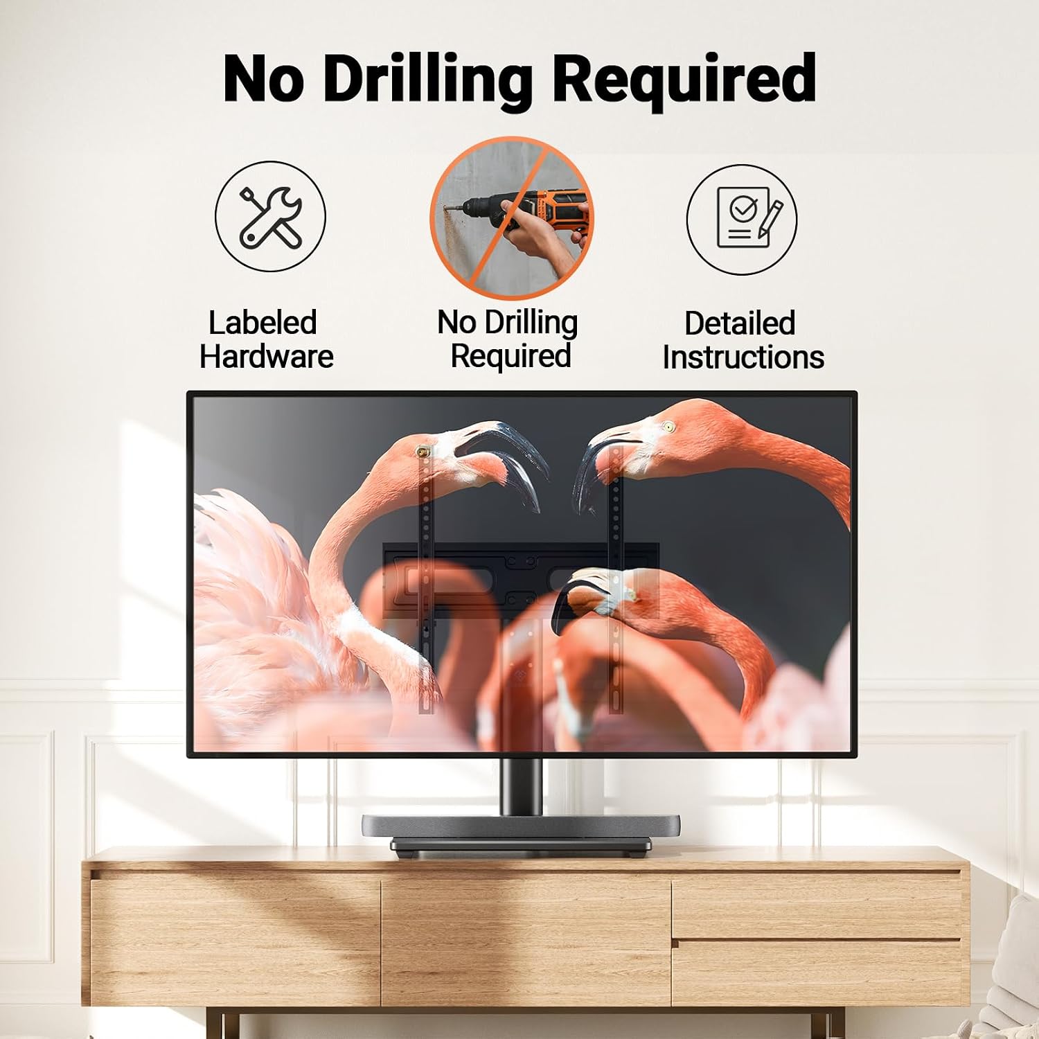 PERLESMITH Universal TV Stand Legs for 32-65 inch TVs, Table Top TV Stand up to 88 lbs, Height Adjustable Television TV Mount, Universal TV Leg Base for Living Room & Bedroom (32-65 Inch with Swivel)
