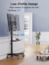 PERLESMITH Rolling TV Stand on Wheels for 23-65 Inch TVs,Tilt Mobile TV Cart Holds up to 99 lbs with Adjustable Height Shelf, Outdoor TV Stand for Bedroom Max VESA 400x400mm PSTVMC04