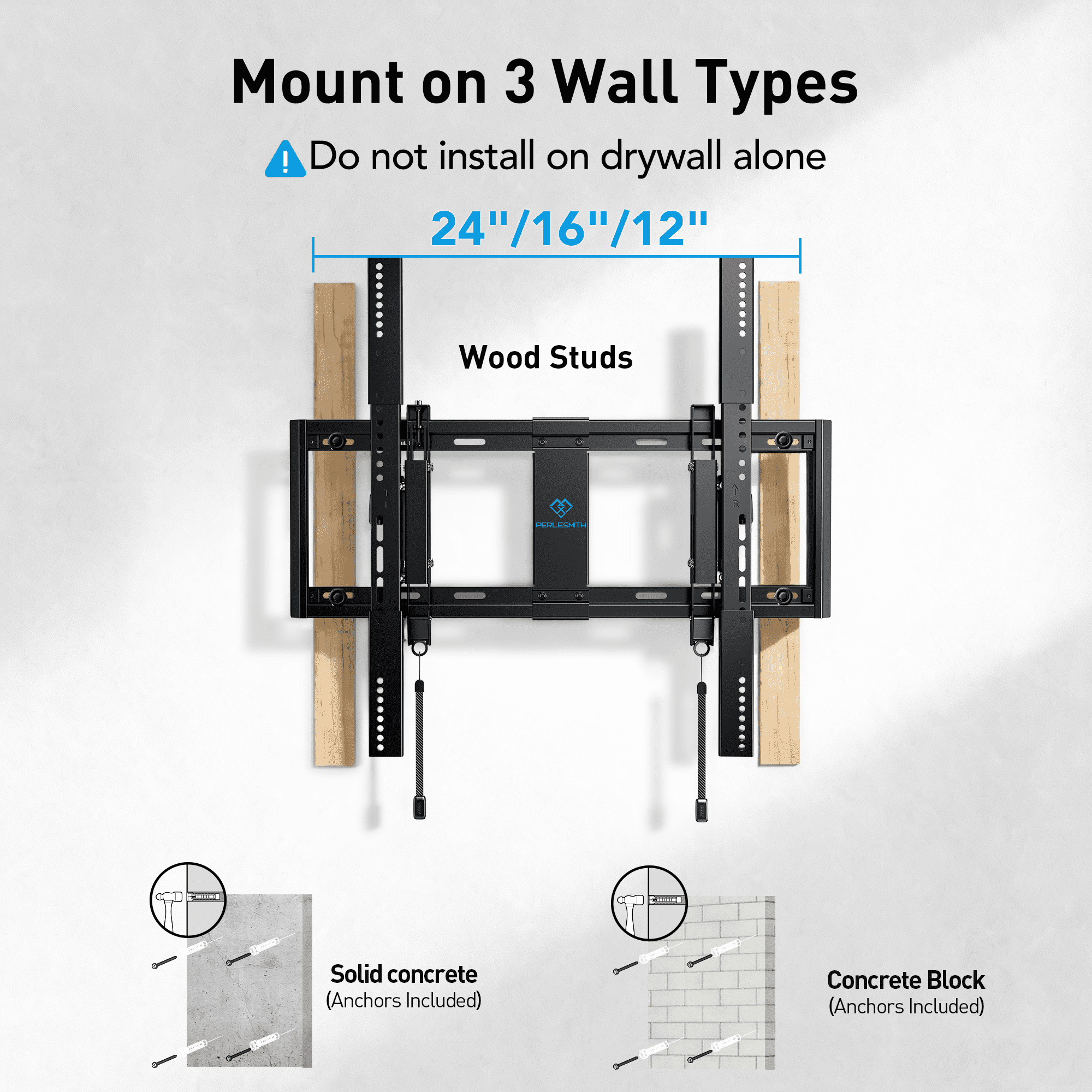 PERLESMITH Extend Tilt & Swivel, TV Wall Mount for 42-100″ TVs, Extension Leveling, Holds up to 160lbs, Fits 16
