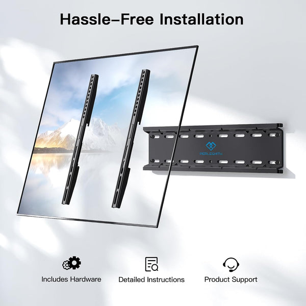 PERLESMITH TV Wall Bracket for 26-65 inch Flat&Curved TV or Monitor up to 52 KG, Sturdy TV Bracket with Max VESA 400X400 mm