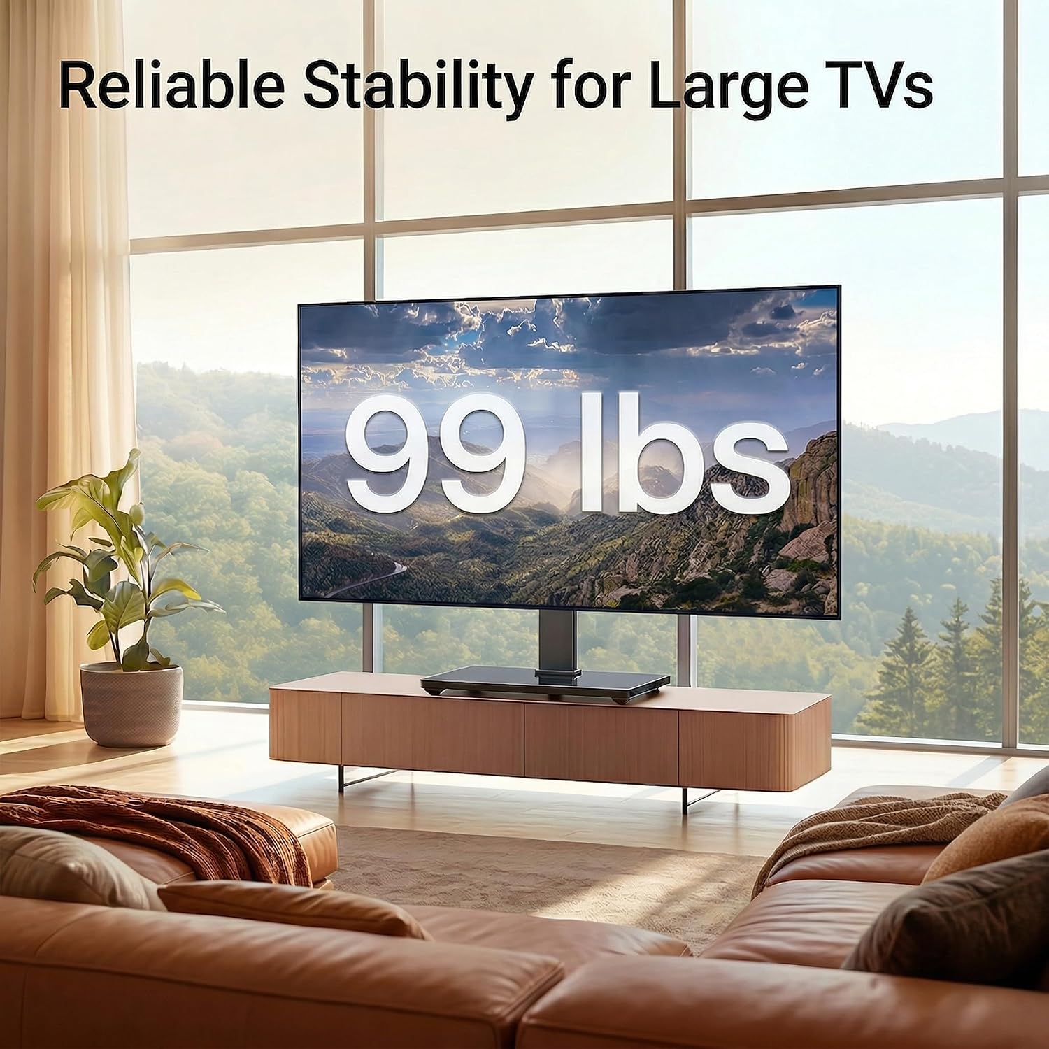 PERLESMITH Universal TV Stand Legs for 37-78 inch TVs to 99lbs with Mount, -/+30° swivel, 9 Height adjustable, Tempered glass base, Max VESA 600x400mm, Livingroom & Bedroom, PSTVS13