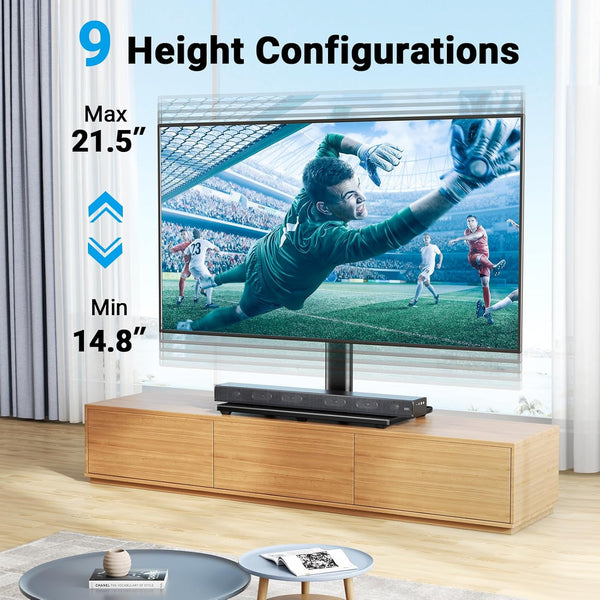 PERLESMITH Swivel Universal TV Stand Mount for 32-86 Inch LCD OLED Flat/Curved Screen TVs up to 99lbs-Height Adjustable Table Top TV Stand/Base with Tempered Glass Base&Wire Management,VESA 600x400mm