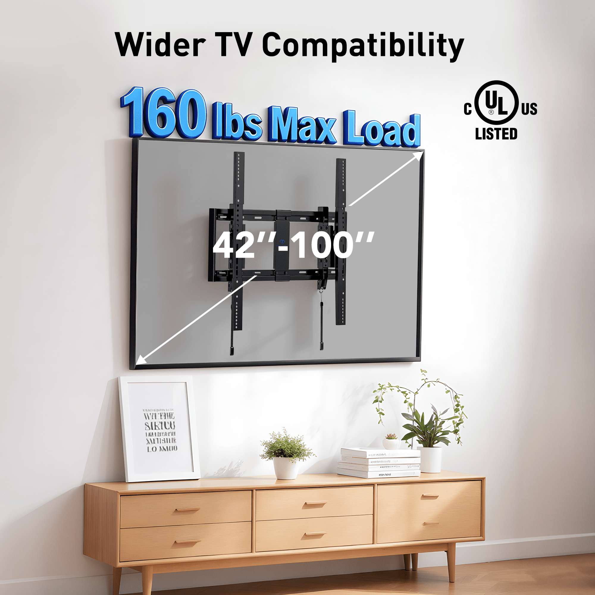 PERLESMITH Extend Tilt & Swivel, TV Wall Mount for 42-100″ TVs, Extension Leveling, Holds up to 160lbs, Fits 16