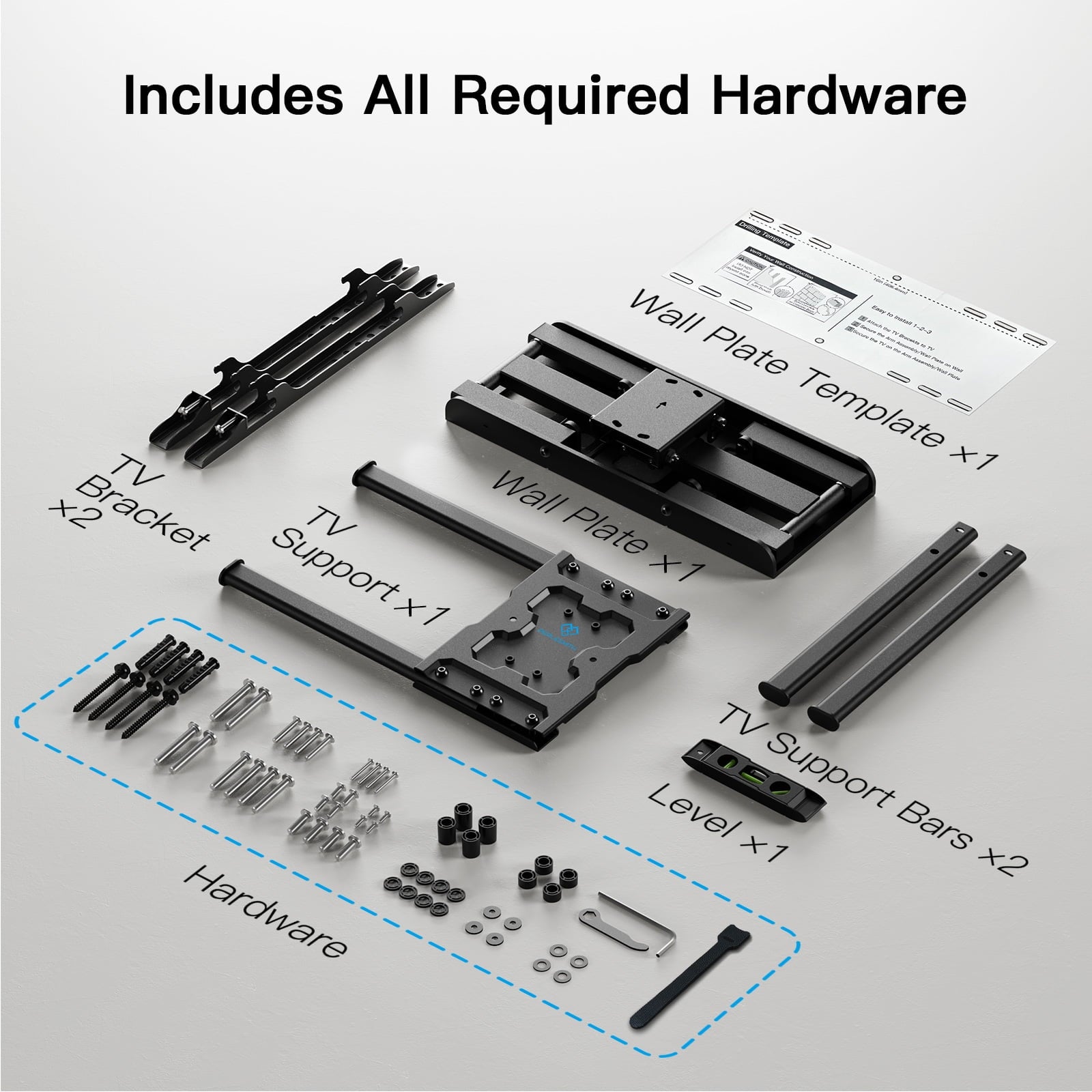 PERLESMITH Full Motion TV Wall Mount Bracket for 37 to 86 inch TVs , Holds up to 132 lbs, PSLFK10