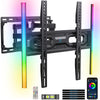 PERLESMITH Full Motion TV Wall Mount for 32-65″ TVs up to 88 lbs, Features RGB/LED Lights, Swivel, Tilt, Leveling, Extension, VESA Compatible 100x100-400x400mm, Fits 12 & 16 on Center Wood Stud Widths