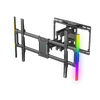 PERLESMITH Full Motion TV Wall Mount for 37-86″ TVs up to 132 lbs, Features RGB/LED Lights, Swivel, Tilt, Leveling, Extension, VESA Compatible 200x100-600x400mm, Fits 12 & 16 on Center Wood Stud Widths