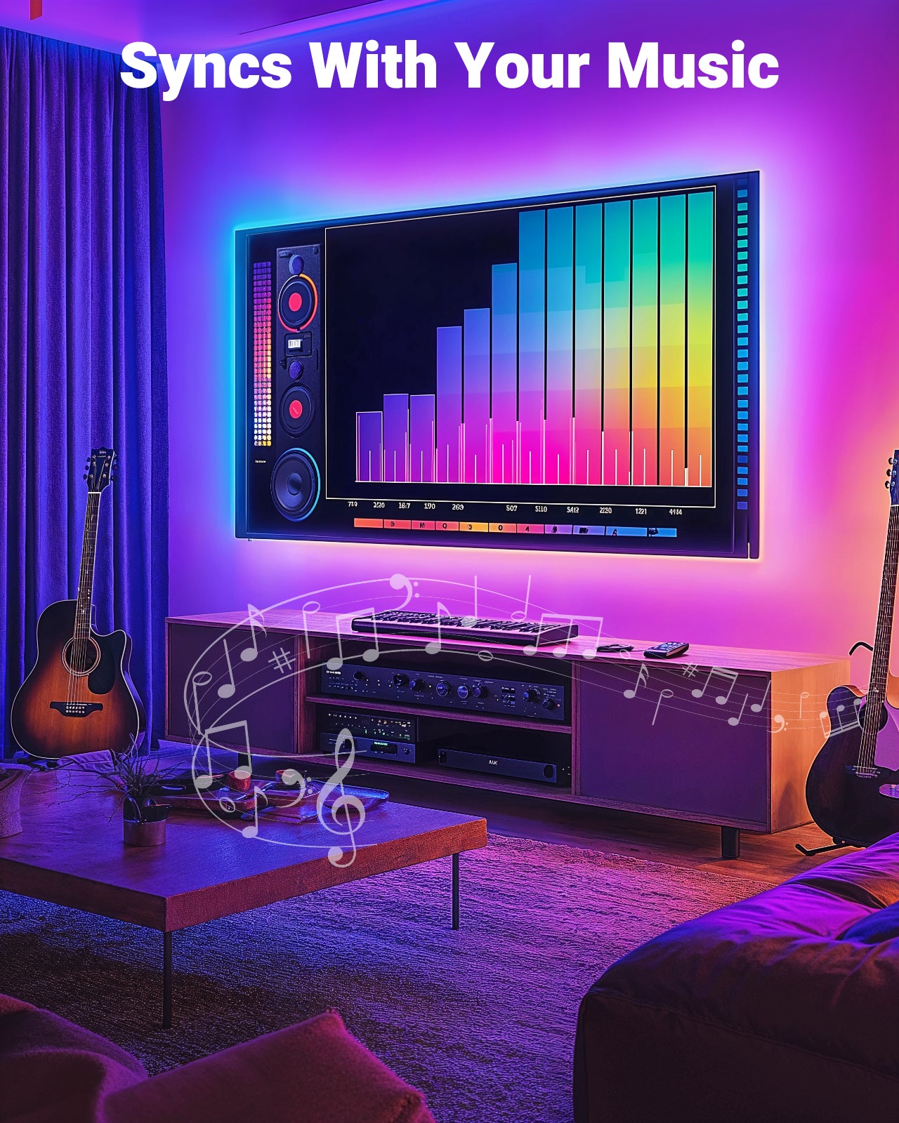 PERLESMITH Full Motion TV Wall Mount for 37-86″ TVs up to 132lbs. Features RGB/LED Lights, Swivel, Tilt, Leveling, Extension, VESA Compatible 200x100-600x400mm, Fits 12&16 On Center Wood Stud Widths