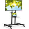 PERLESMITH Rolling TV Stand on Wheels for 32-83 Inch Screens up to 110lbs, Mobile TV Cart Height Adjustable Portable Outdoor TV Stand Tilt Rolling TV Cart with Shelf Max VESA 600x400mm PSTVMC03