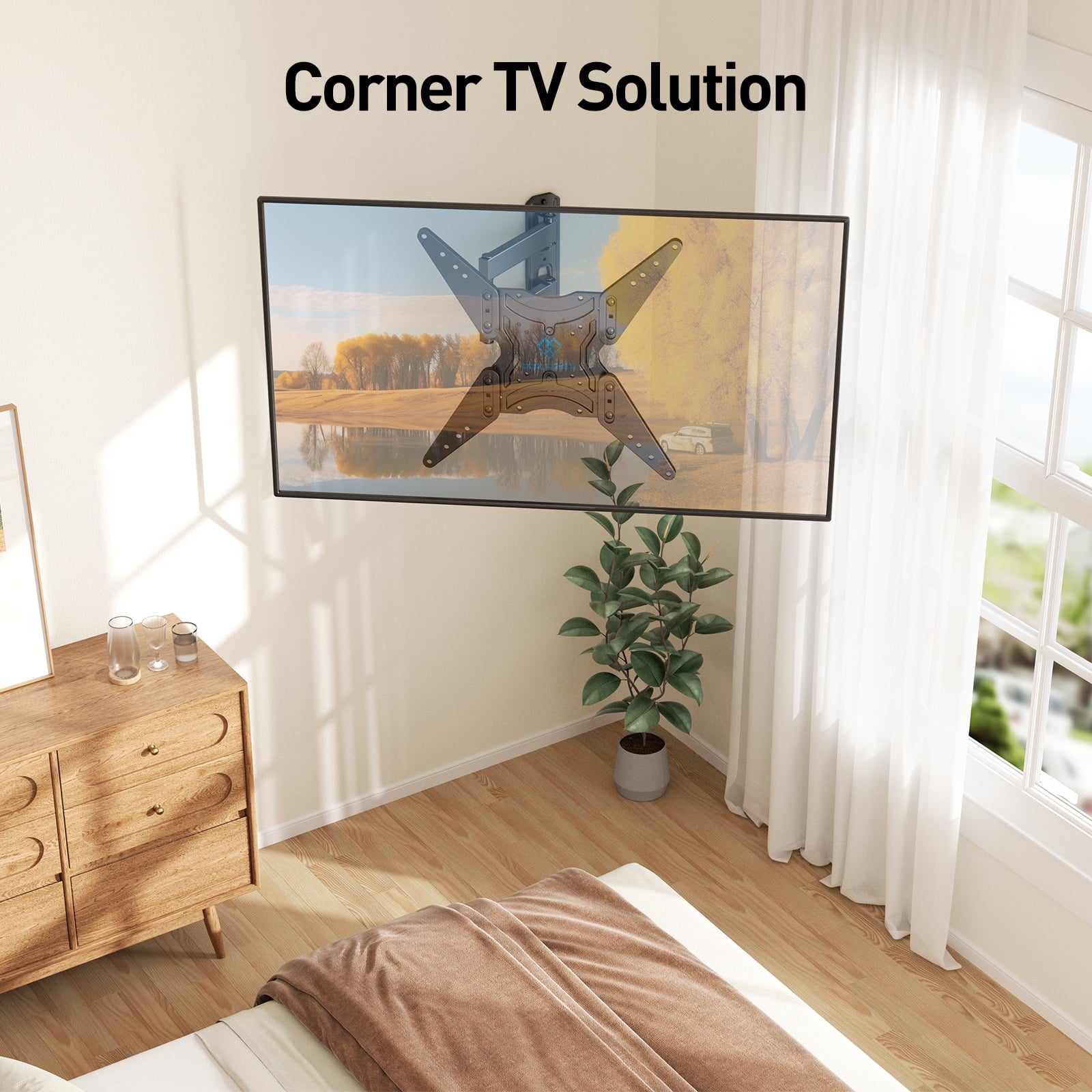 PERLESMITH Full Motion TV Wall Mount Bracket for 26 to 60 inch TVs, Max VESA 400x400mm, Holds up to 70 lbs, PSMFK18B