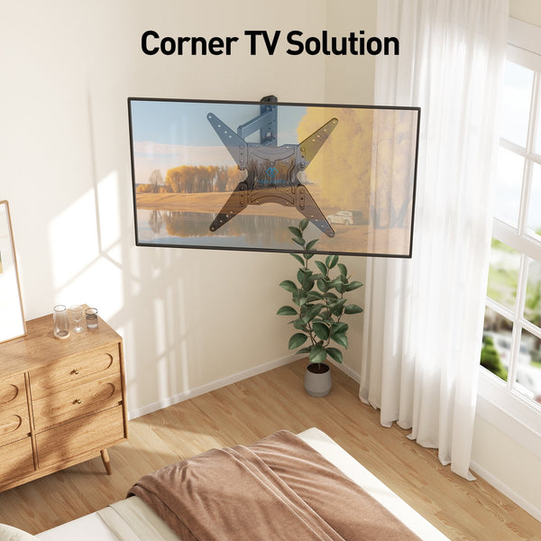 PERLESMITH Full Motion TV Wall Mount Bracket for 26 to 60 inch TVs, Max VESA 400x400mm, Holds up to 70 lbs, PSMFK18B
