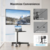 Perlesmith Mobile Rolling TV Stand Cart for 26-65" Flat Panel TVs, Heavy Duty Tilt TV Stand Wheels, Max VESA 400x400mm, Height Adjustable, PSTVMC10