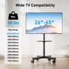 Perlesmith Mobile Rolling TV Stand Cart for 26-65" Flat Panel TVs, Heavy Duty Tilt TV Stand Wheels, Max VESA 400x400mm, Height Adjustable, PSTVMC10
