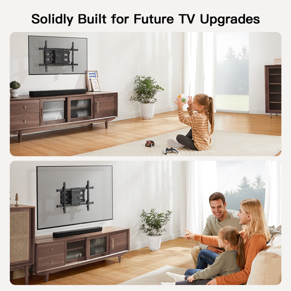 PERLESMITH Full Motion TV Wall Mount Bracket for 37 to 86 inch TVs , Holds up to 132 lbs, PSLFK10