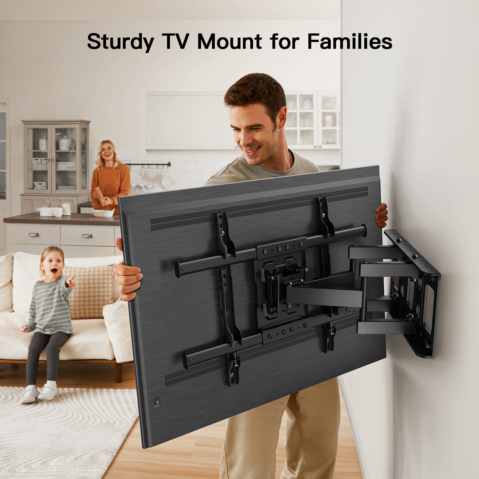 Perlesmith Full Motion TV Wall Mount Bracket for 37 to 75 inch TVs , Holds up to 132 lbs, PSLFK10