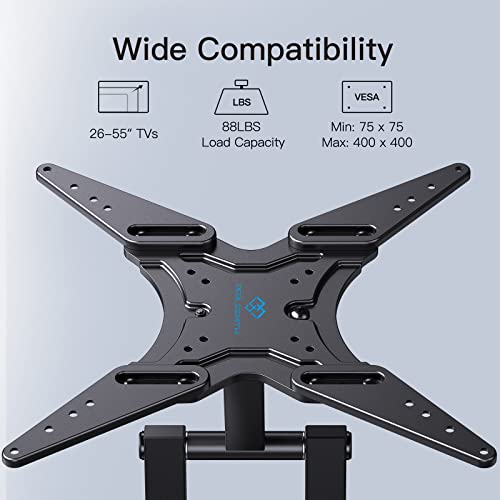 Refurbished PERLESMITH Full Motion TV Wall Mount for 26-55 Inch TVs with VESA 400x400mm Up to 88 lbs