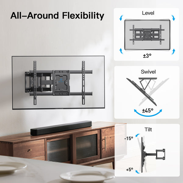 Full-Motion TV Wall Mount for 37" to 75" TVs