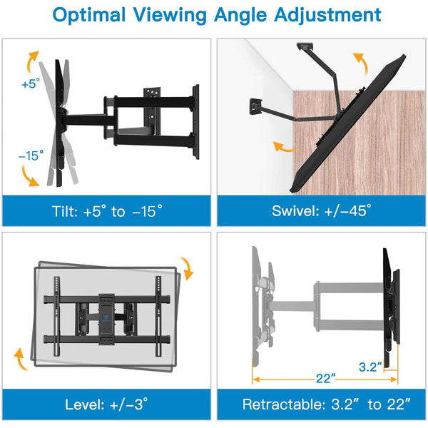 Full Motion Corner TV Wall Mount For 37" To 70" TVs