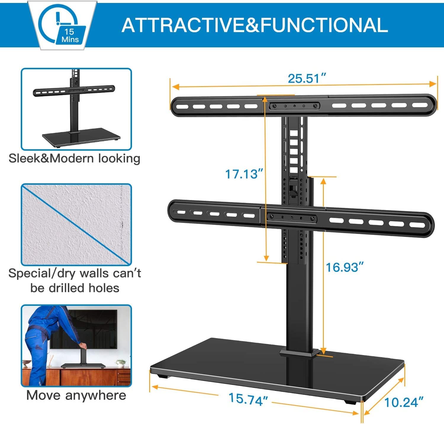 Swivel Tabletop TV Stand For 37