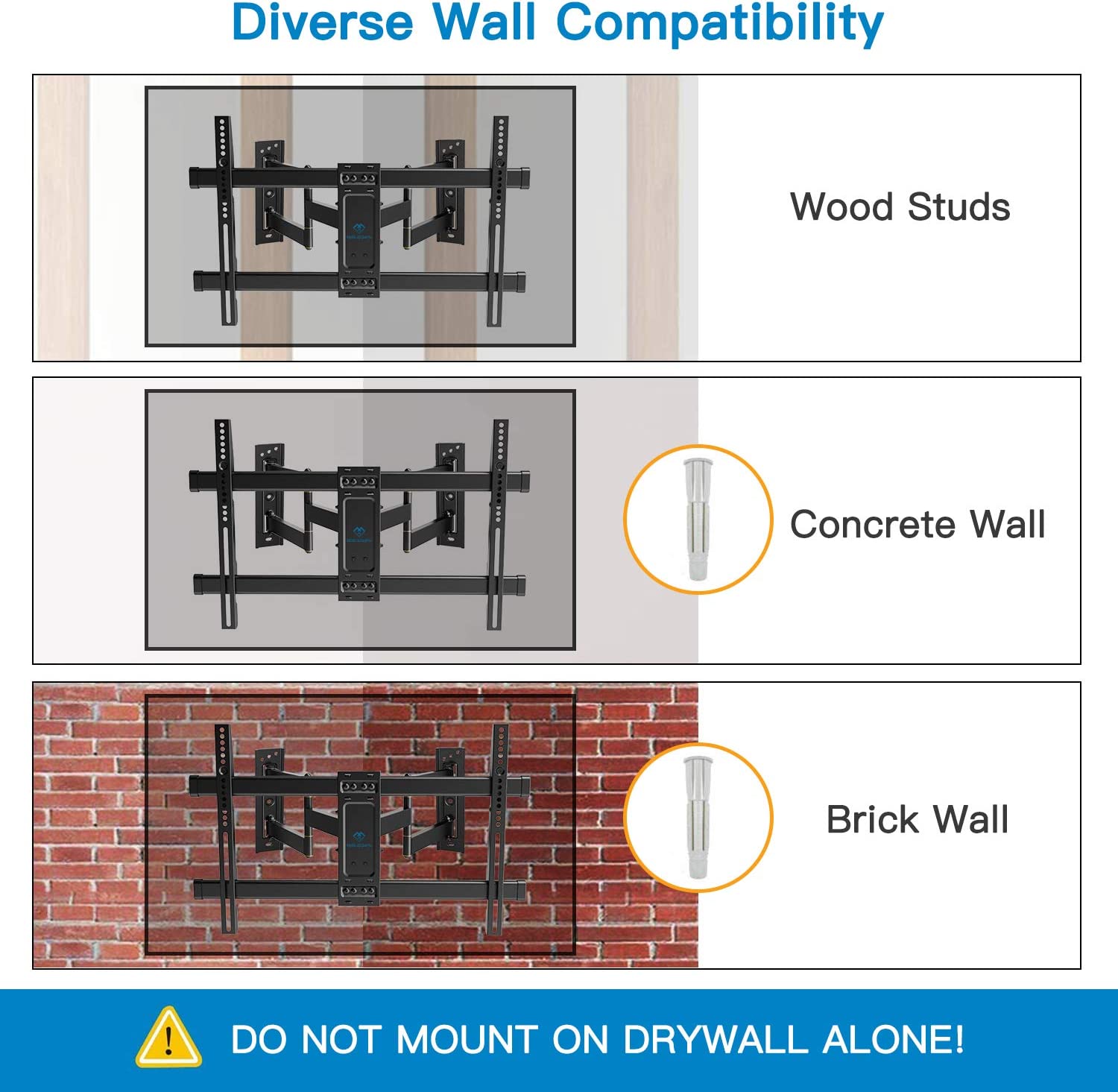 Full Motion Corner TV Wall Mount For 37