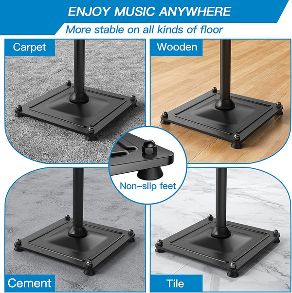 ADJUSTABLE HEIGHT 31.22" TO 46.18" SPEAKER STANDS FOR SMALL & SATELLITE SPEAKERS