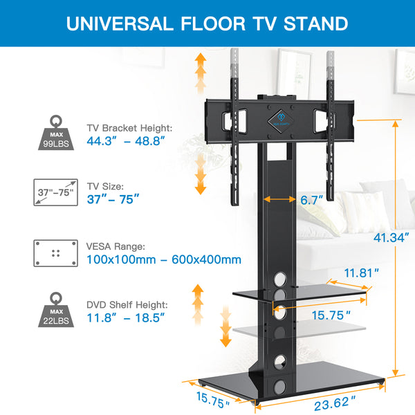 Floor TV Stand For 37" To 75" TVs