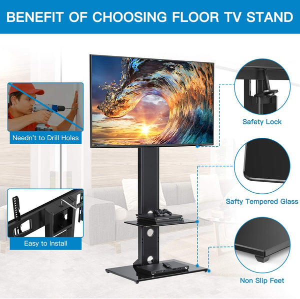 Floor TV Stand For 37" To 75" TVs
