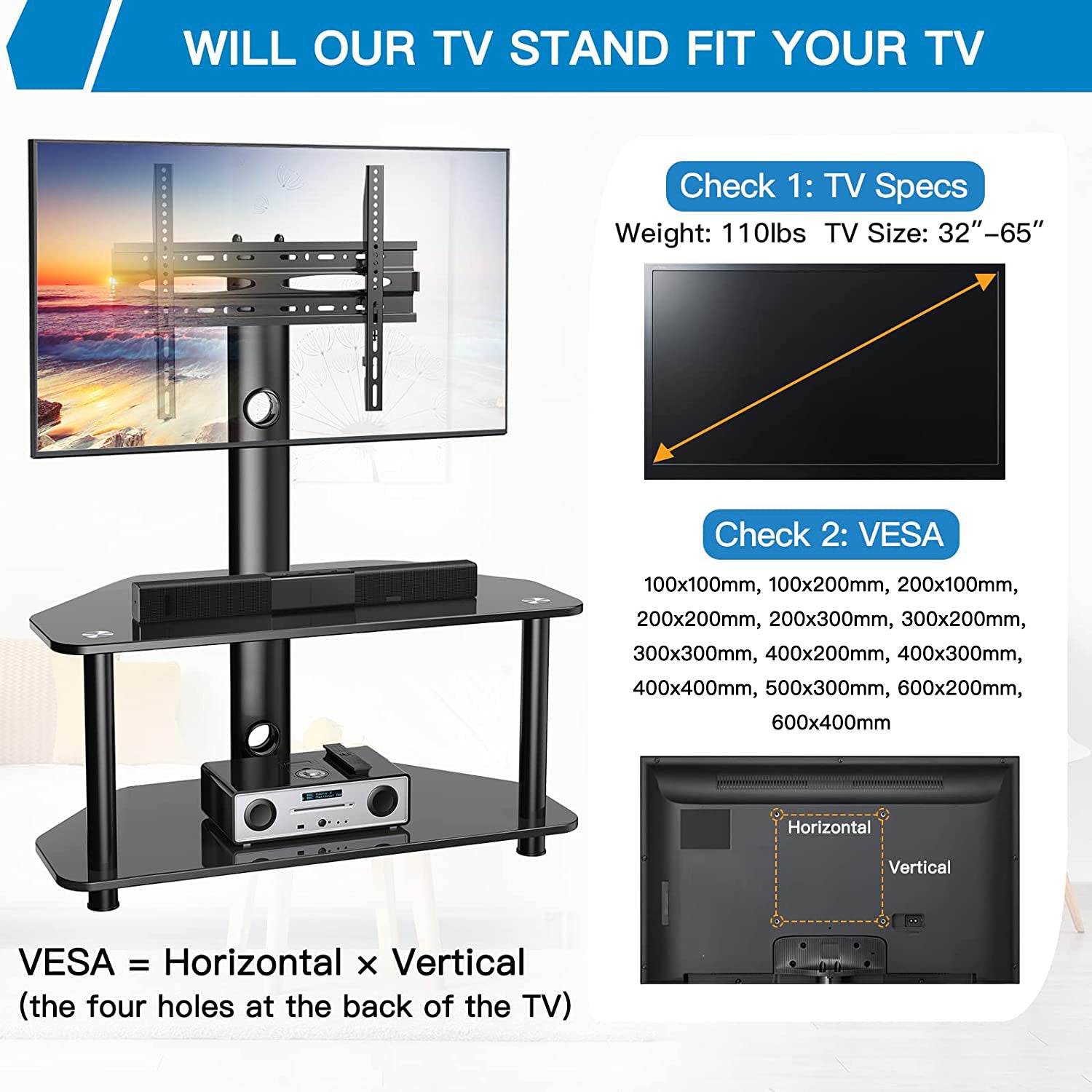 Floor TV Stand For 32