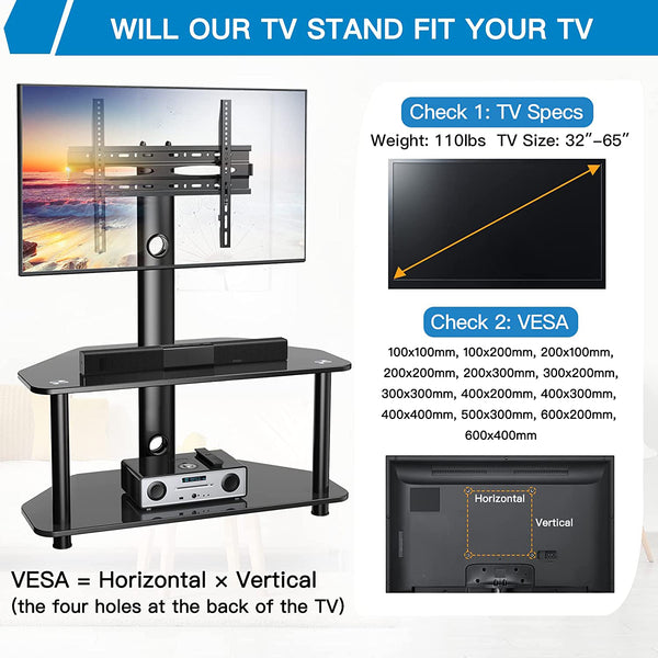 Floor TV Stand For 32" to 65" TVs