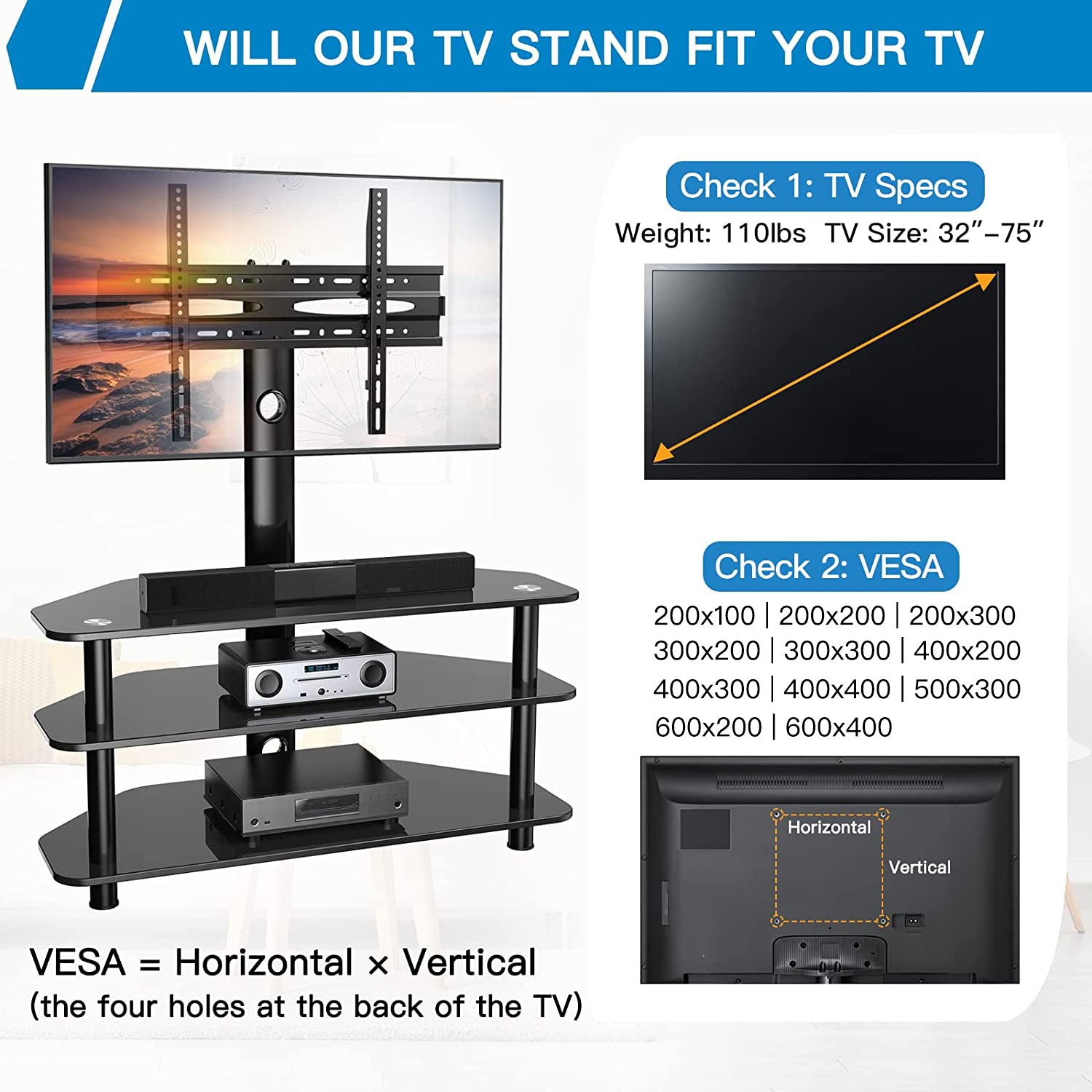 Floor TV Stand For 32