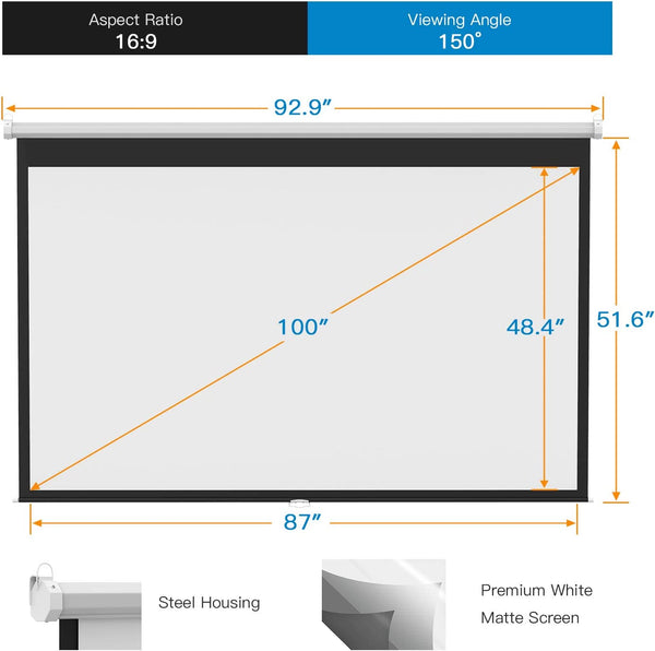 100-Inch Pull-Down Projector Screen