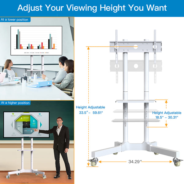 Heavy Duty TV Cart For 32" to 83" TVs