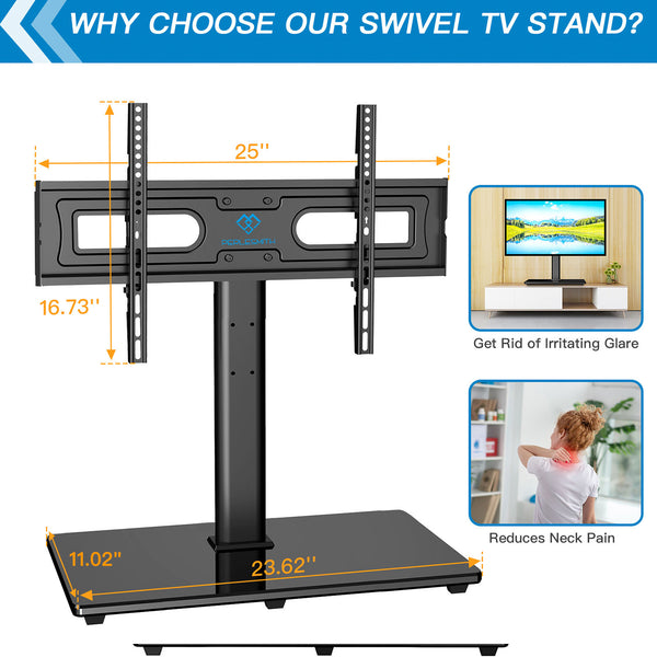 Swivel Tabletop TV Stand For 37" To 70" TVs