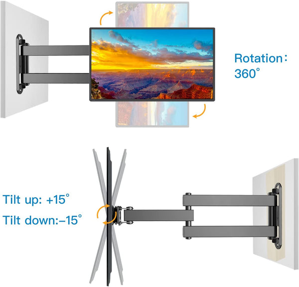 Full Motion TV Wall Mount For 10" To 30" TVs